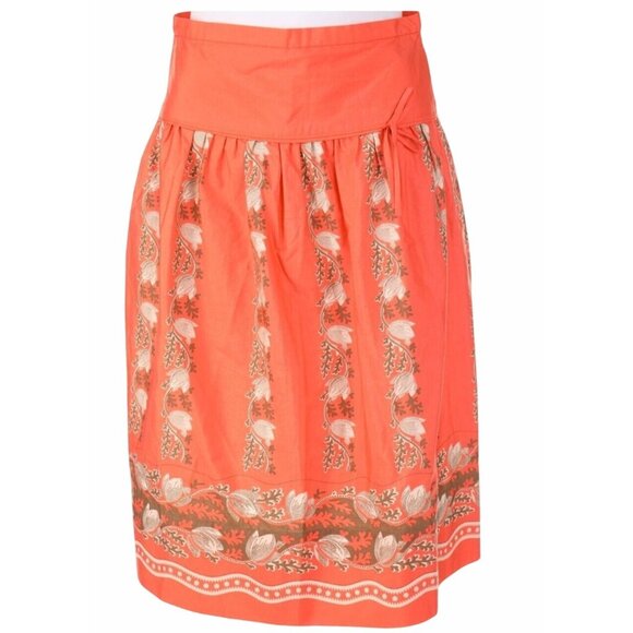 J.Crew Apricot Pink Floral A-Line Pleated Tulip Cotton Skirt Womens Size 12 - Picture 12 of 12